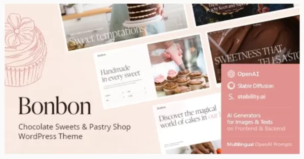 Bonbon - Chocolate & Pastry Shop WordPress Theme + AI