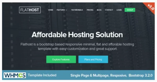 FlatHost Responsive Hosting Template with WHMCS