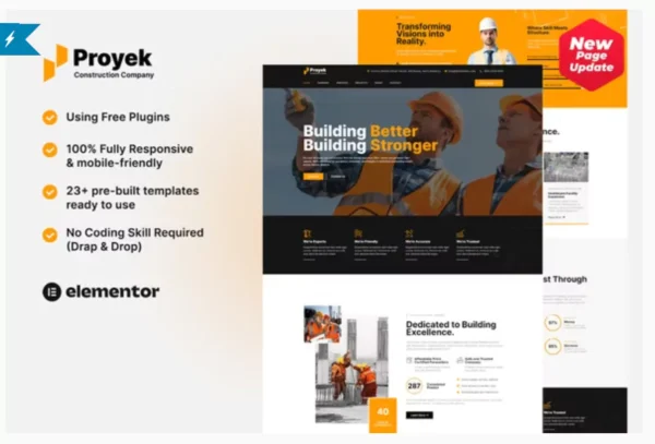 Proyek - Construction Elementor Template Kit