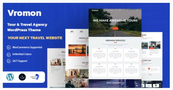 Vromon - Tour & Travel Agency WordPress Theme