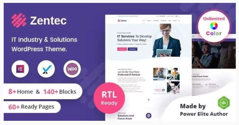 Zentec - IT Solutions Company WordPress Theme + RTL